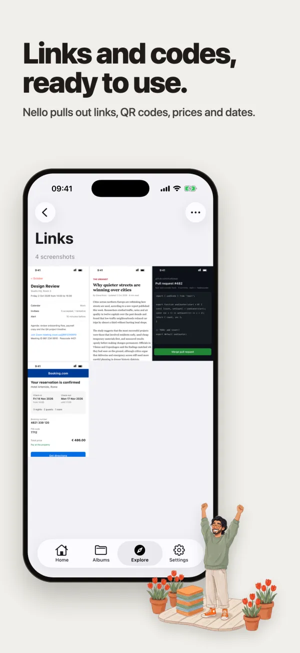 Screenshot details with recognized text, links and email addresses